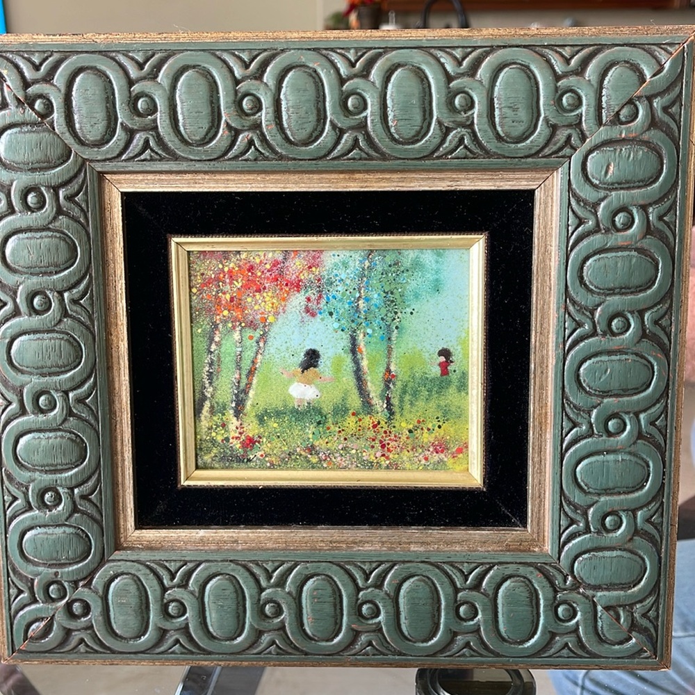 Vintage enamel painting by Louis Cardin